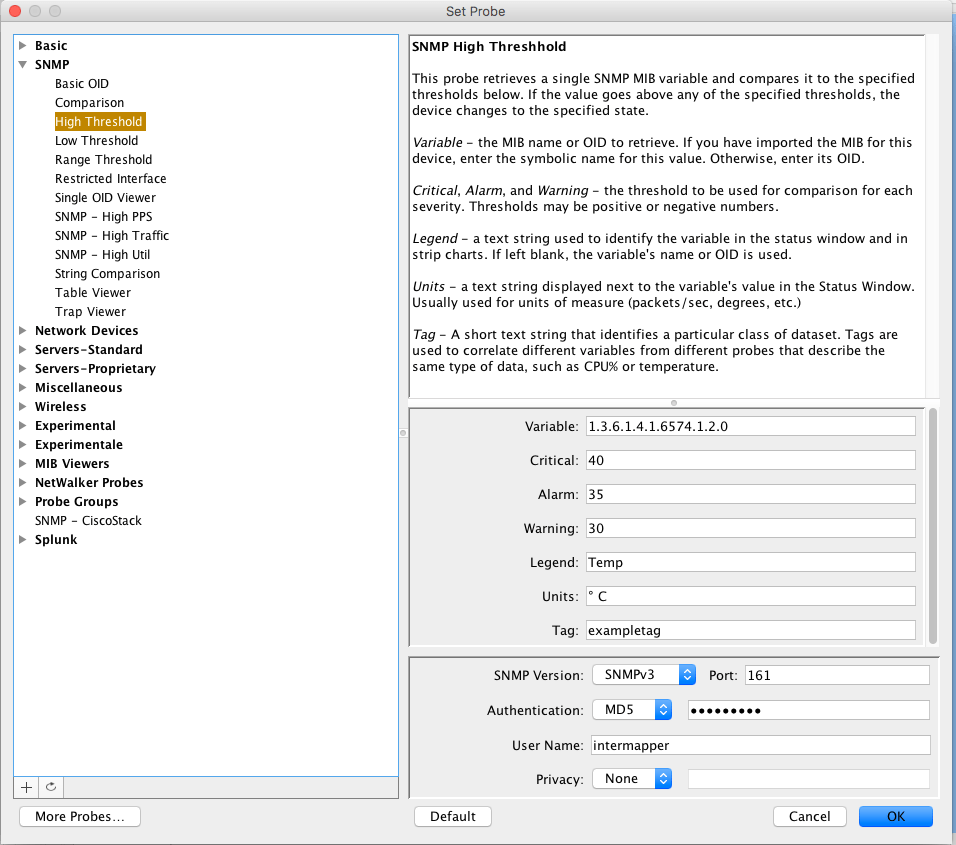 Configurer la probe de surveillance du NAS