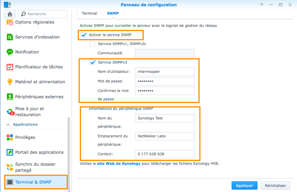 Surveiller la température d'un NAS Synology : configurer le NAS