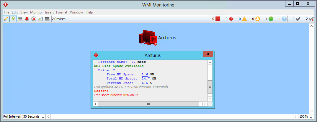 Contrôler automatiquement l' espace disque avec WMI et Intermapper