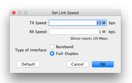 Intermapper permet de spécifier la vitesse d'un lien