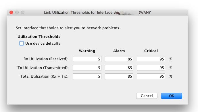 Configurez les seuils d'alerte pour superviser l'activation du lien de secours