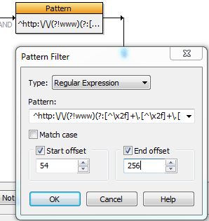 Insertion de l'expression régulière dans le filtre